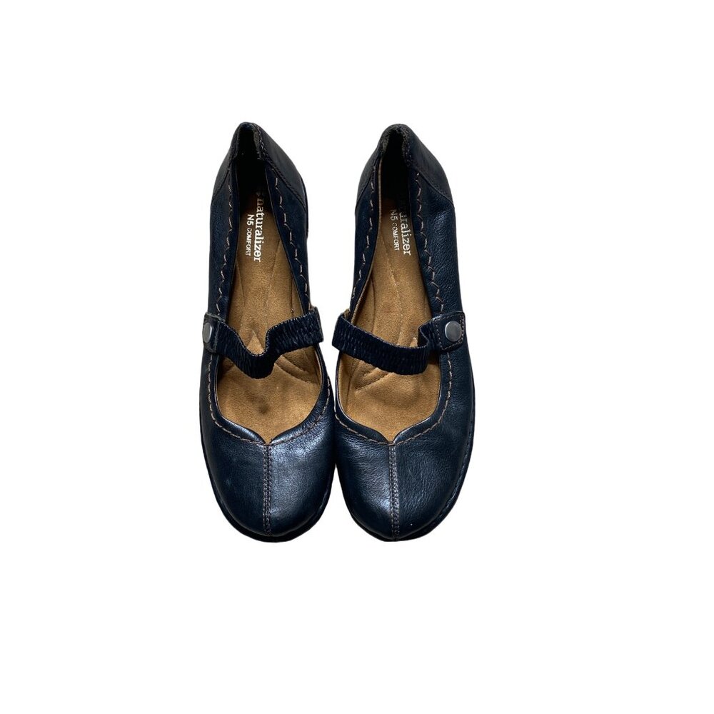 NATURALIZER N5 COMFORT WOMEN'S BLACK REVOLVE LEATHER MARY-JANES SZ 8.5